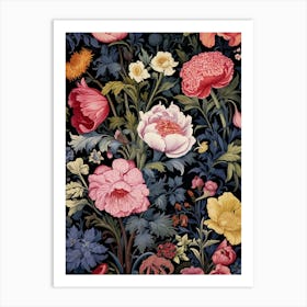 Flowers On A Black Background 3 Art Print