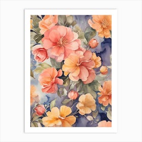 Watercolor Floral Pattern 2 Art Print