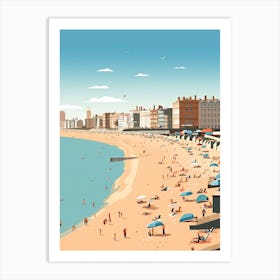 Brighton Beach, England, Flat Illustration 1 Art Print