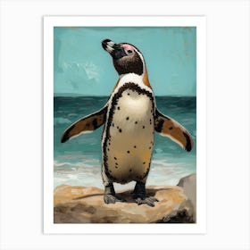 Galapagos Penguin St Andrews Bay Colour Block Painting 1 Art Print