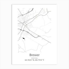 Brewer,United States Minimalist Map Art Print