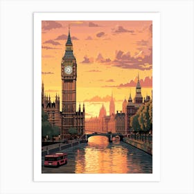 Big Ben And The House Of Parliament Pixel Art 1 Art Print