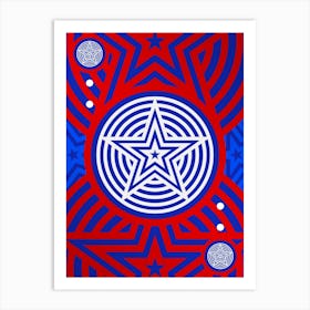Geometric Abstract Glyph in White on Red and Blue Array n.0047 Art Print