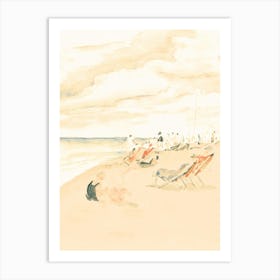 Vintage Painting Day At The Beach Art Print