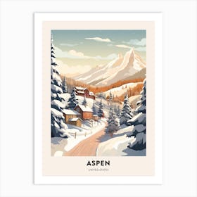 Vintage Winter Travel Poster Aspen Colorado 2 Art Print
