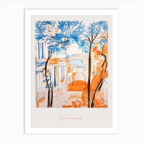 Limassol Cyprus Orange Drawing Poster Art Print