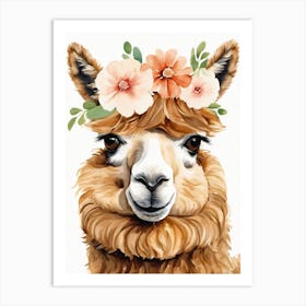 Baby Alpaca Wall Art Print With Floral Crown And Bowties Bedroom Decor (10) Art Print