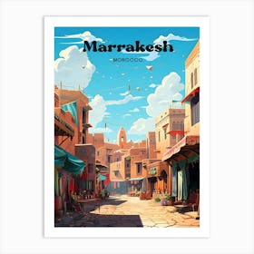 Marrakesh Morocco Market Travel Art Illustration Art Print