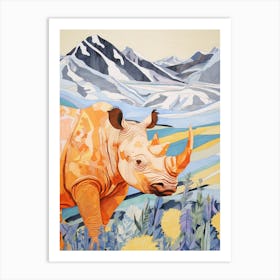 Rhino With Flowers & Plants 5 Art Print