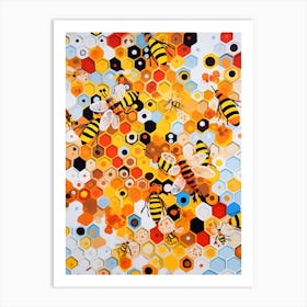 Bees Vivid Colour 6 Art Print
