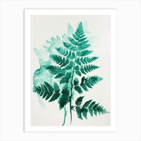 Green Ink Painting Of A Blue Star Fern 2 Art Print