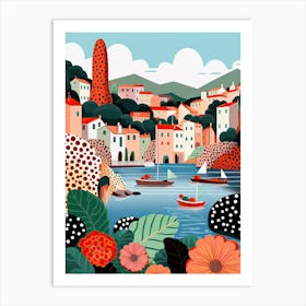 Portofino, Italy, Illustration In The Style Of Pop Art 2 Art Print