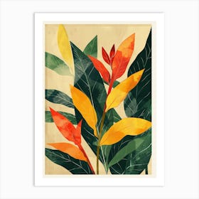 Botanical Tropical Leaves Groovy 17 Art Print