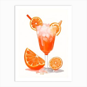 Aperol With Ice And Orange Watercolor Vertical Composition 60 Art Print