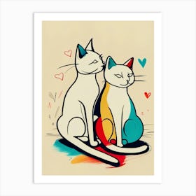 Cats In Love 1 Art Print