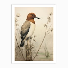 Vintage Bird Drawing Canvasback 2 Art Print