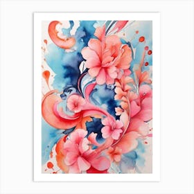 Watercolor Of Flowers 3 Art Print