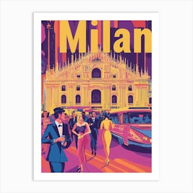 Aihrgdesign A 1970s Inspired Travel Poster For Milan Art Print