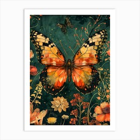 Butterfly In The Garden Inspired By William Morris 5 Art Print