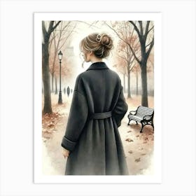 Woman Walking In The Park Art Print