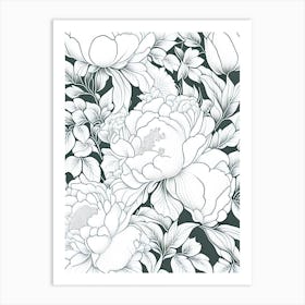 Gardenia Peonies White 1 Drawing Art Print