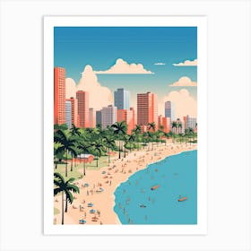 Waikiki Beach Hawaii, Usa, Graphic Illustration 1 Art Print