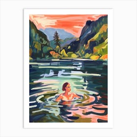 Wild Swimming At Rydal Water Cumbria 4 Art Print