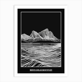 Beinn Ghlas Mountain Line Drawing 3 Poster Art Print