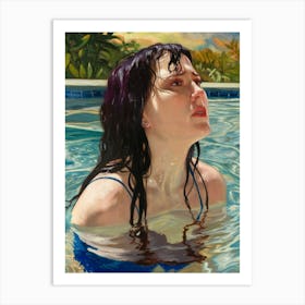 Woman In The Pool Art Print