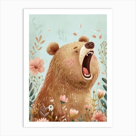 Sloth Growling Storybook Illustration 3 Art Print