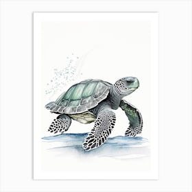 Leatherback Sea Turtle (Dermochelys Coriacea), Sea Turtle Pencil Illustration 1 Art Print