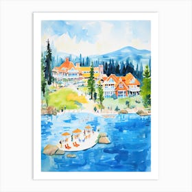 The Ritz Carlton, Lake Tahoe   Truckee, California  Resort Storybook Illustration 4 Art Print