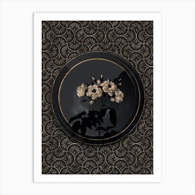 Shadowy Vintage Musk Rose Botanical in Black and Gold n.0183 Art Print