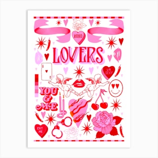 Lovers Doodles Art Print