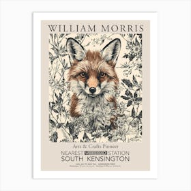 William Morris Prints Fox Line Flowers Christmas Gift Winter Vintage Art Print