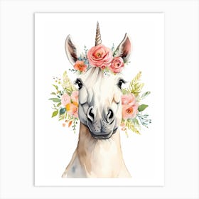 Baby Unicorn Flower Crown Bowties Woodland Animal Nursery Decor (14) Art Print