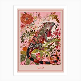 Floral Animal Painting Iguana 4 Poster Art Print