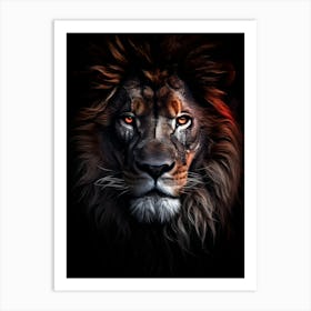 Lion black Art Print