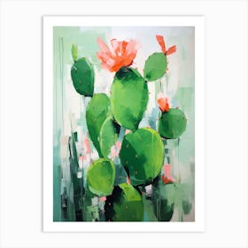 Green Abstract Cactus Painting 3 Art Print