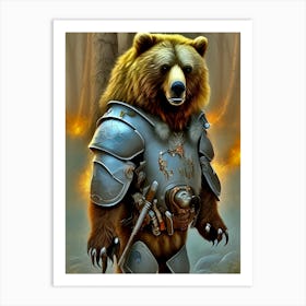 Warrior Grizzly Bear In Armor Art Print