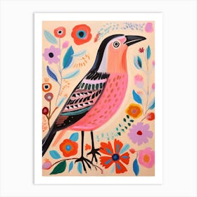 Pink Scandi Bird 4 Art Print
