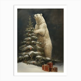 Polar Bear Christmas Tree Art Print