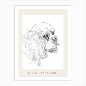 English Toy Spaniel Dog Line Sketch 1 Poster Art Print