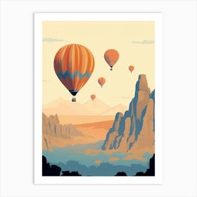 Hot Air Balloon Cappadocia Art Deco 2 Art Print
