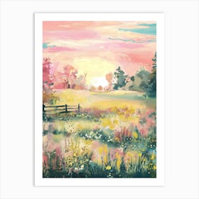 Sunset In The Meadow 3 Art Print