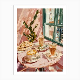 Pink Breakfast Food Pita Bread 2 Art Print