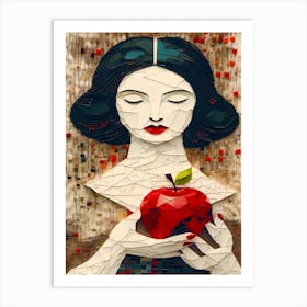 Woman And An Apple Art Print