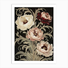 Peonies William Morris Style 13 Art Print