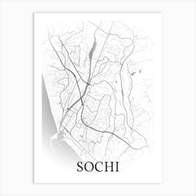 Sochi, Krasnodar Krai, Russia, City Map, Black And White Fade Design Poster