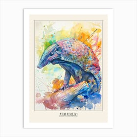 Armadillo Colourful Watercolour 3 Poster Art Print